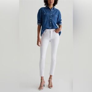 Loft women’s size 6,the curvy skinny jean with raw hem high waisted ,white color